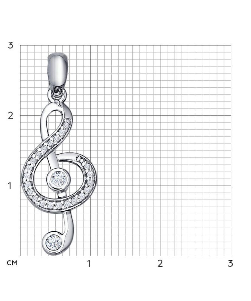 Sidabrinis pakabukas su cirkoniais "Muzikinis raktas" - Sidabriniai pakabukai - Goldinga