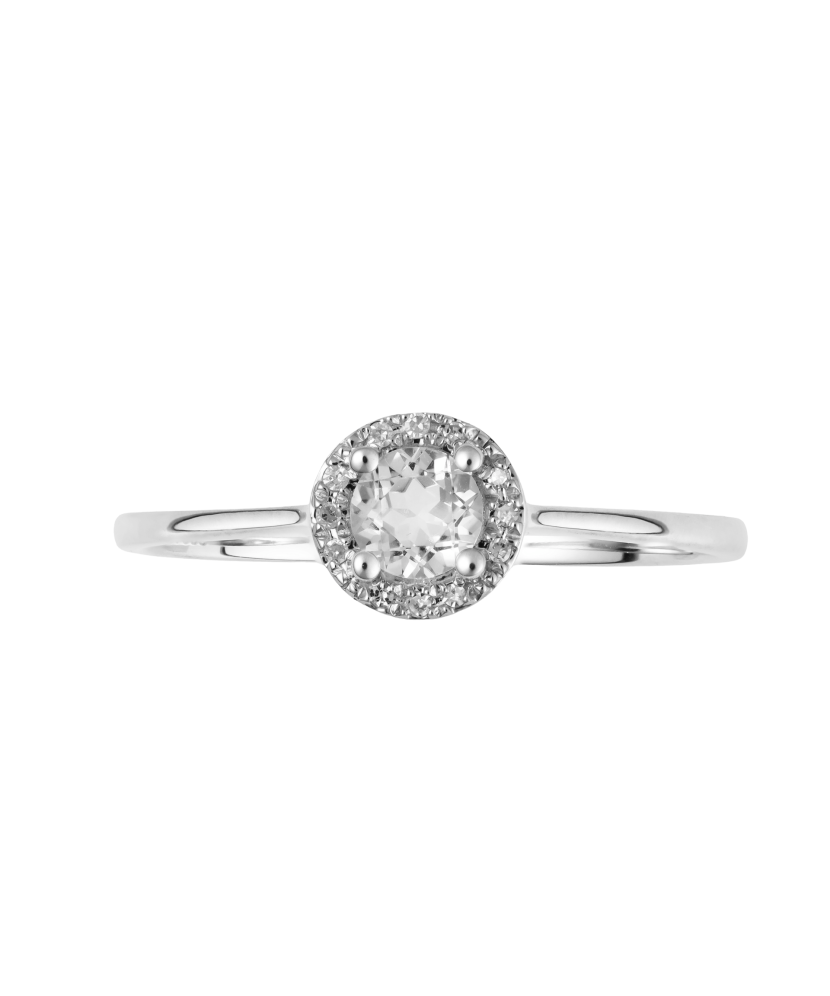 Baltā zelta gredzens ar dimantiem un dzidru topāzu - Goldinga