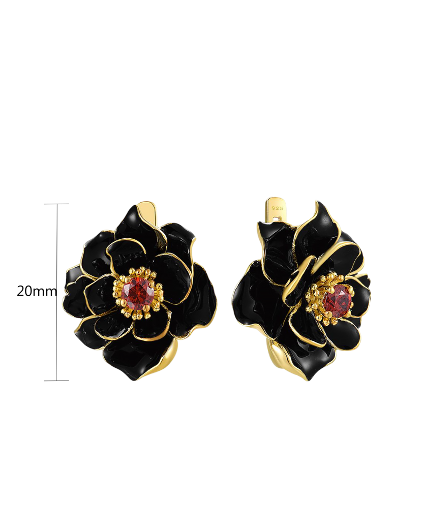 Apzeltīt sudraba auskari ar cirkoniem un emalju - Goldinga