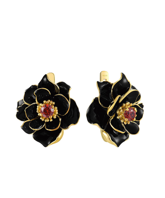 Apzeltīt sudraba auskari ar cirkoniem un emalju - Goldinga