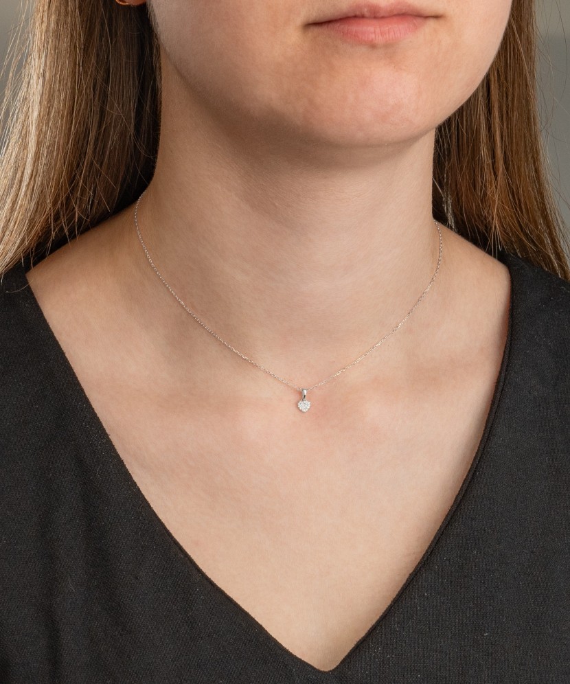 Balto aukso pakabukas su deimantais "Širdelė" - Goldinga