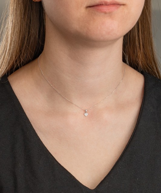 Balto aukso pakabukas su deimantais "Širdelė" - Goldinga