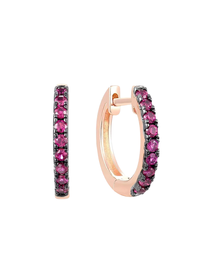 Позолоченные серебряные серьги с нано-рубинами