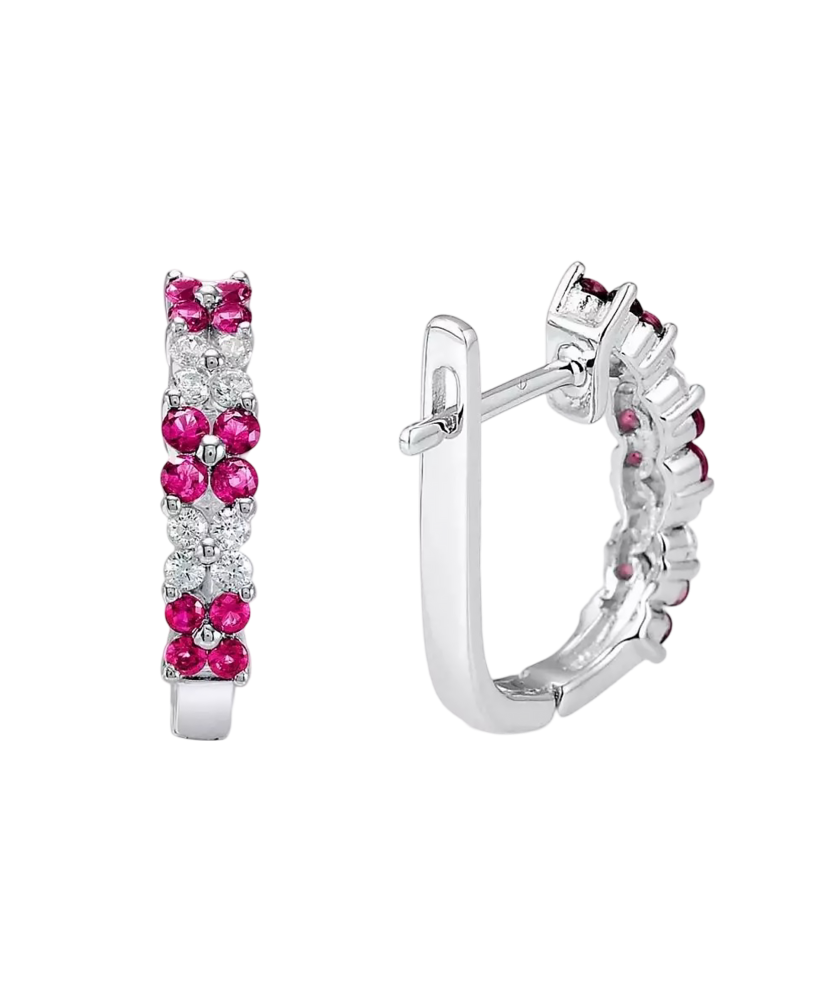Sudraba auskari ar nano rubīniem un cirkoniem