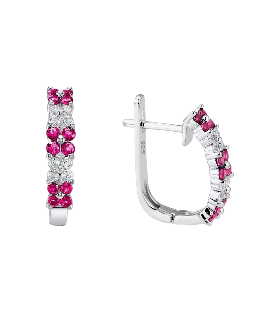 Sudraba auskari ar nano rubīniem un cirkoniem