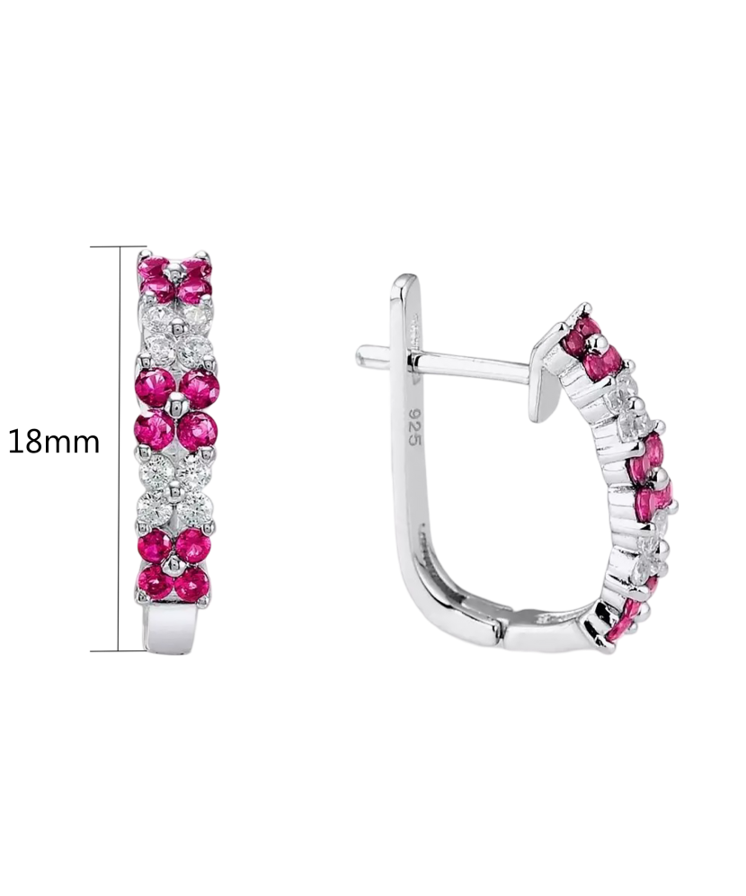 Sudraba auskari ar nano rubīniem un cirkoniem