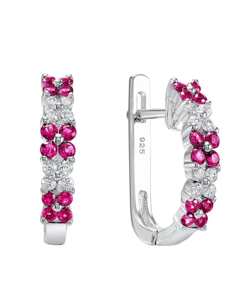 Sudraba auskari ar nano rubīniem un cirkoniem