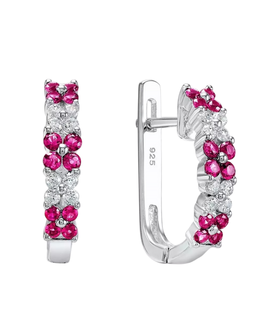 Sudraba auskari ar nano rubīniem un cirkoniem