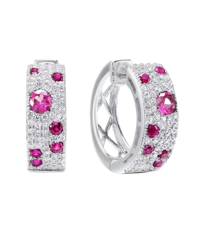 Sudraba auskari ar nano rubīniem un cirkoniem - Goldinga