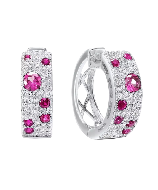 Sudraba auskari ar nano rubīniem un cirkoniem - Goldinga