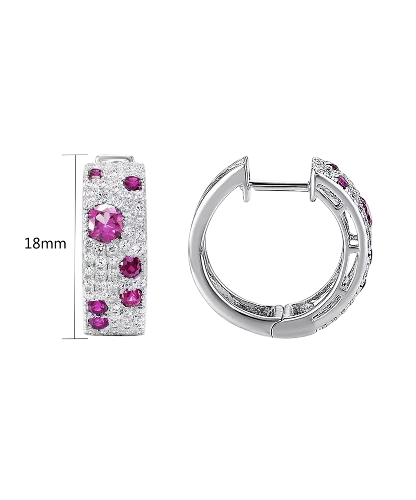 Серебряные серьги с нано-рубинами и фианитами