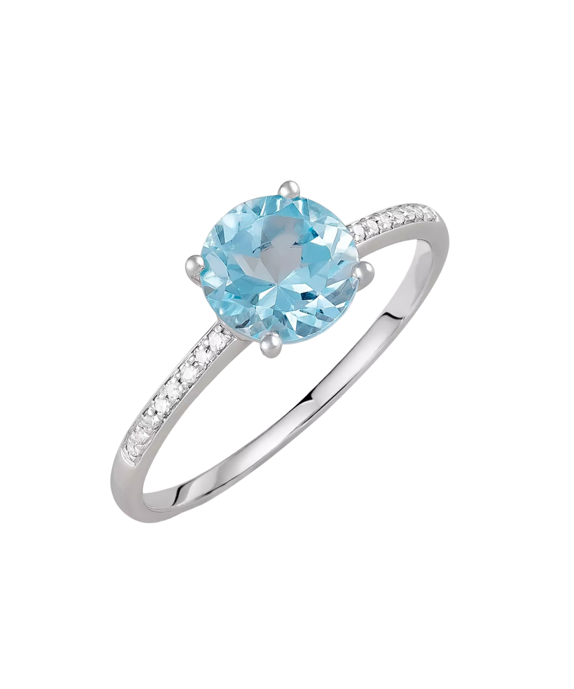 Baltā zelta gredzens ar topāzu un dimantiem - Goldinga