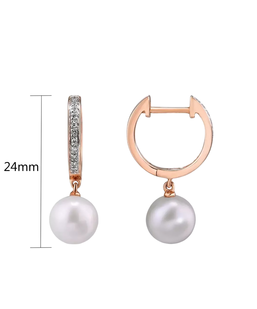 Серьги из золота с бриллиантами и жемчугом