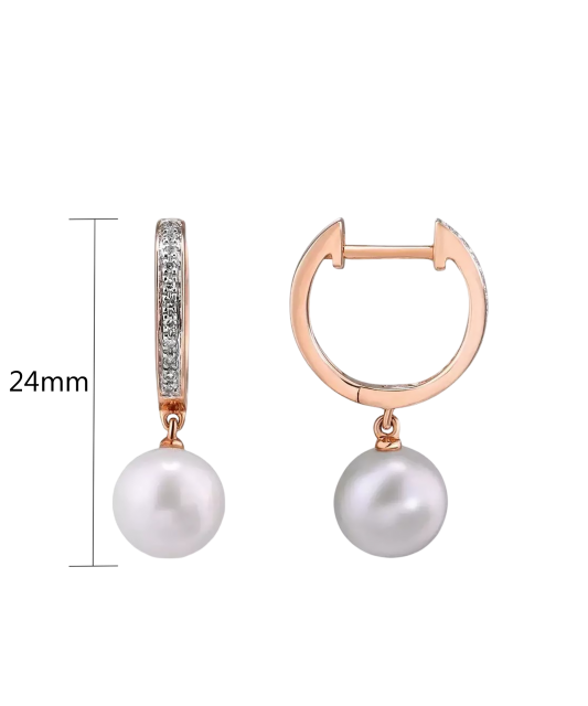 Zelta auskari ar dimantiem un pērles - Goldinga