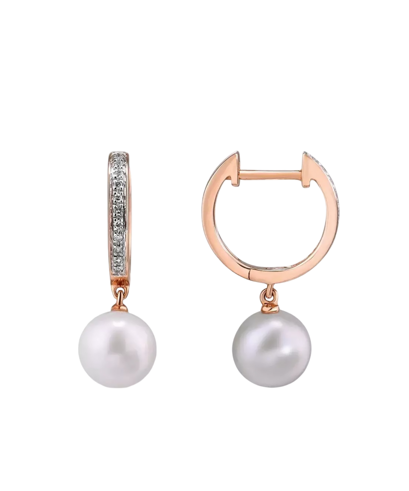 Серьги из золота с бриллиантами и жемчугом