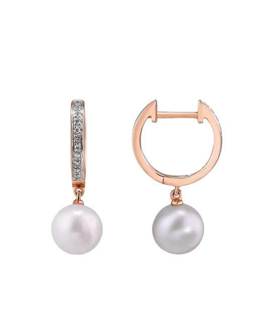 Zelta auskari ar dimantiem un pērles - Goldinga