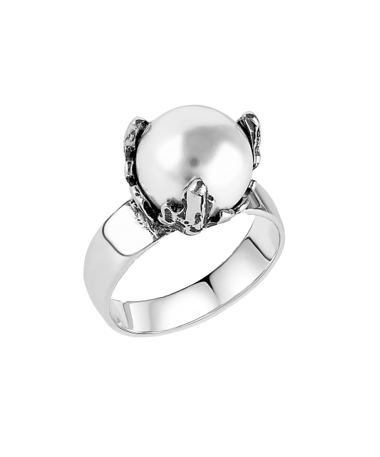 Серебряное кольцо с жемчуг