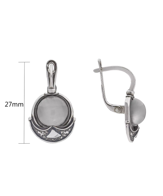 Sudraba auskari ar kaķa acs akmeni