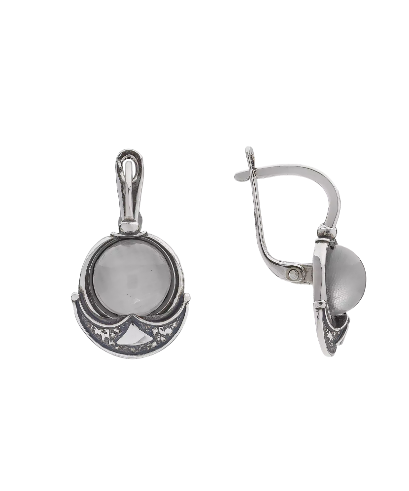 Sudraba auskari ar kaķa acs akmeni