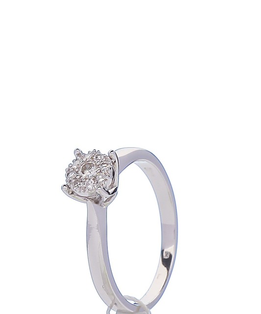 Balto Aukso Žiedas Su Deimantais - Auksiniai žiedai - Goldinga