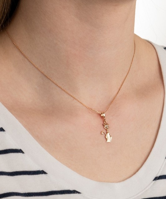 Zelta piekariņš ar cirkonijiem "Kaķis"