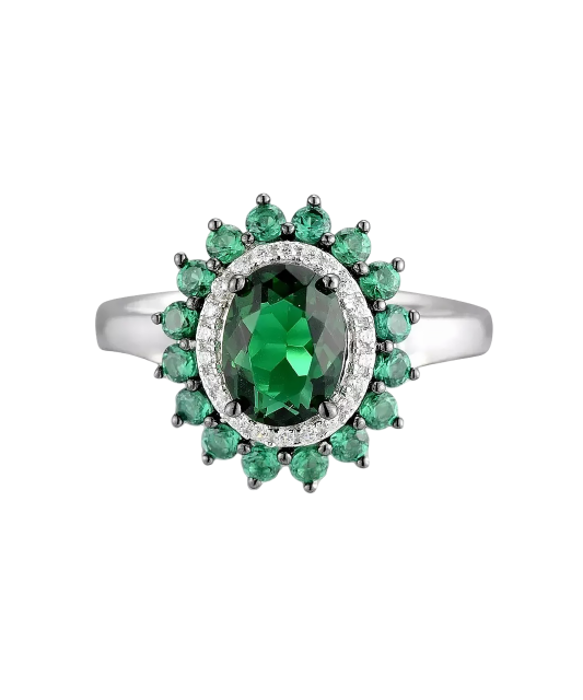 Кольцо из серебра с фианитами и шпинели