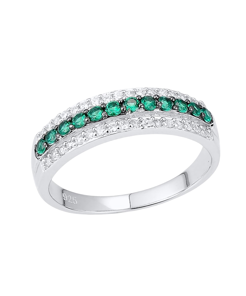 Кольцо из серебра с фианитами и шпинели