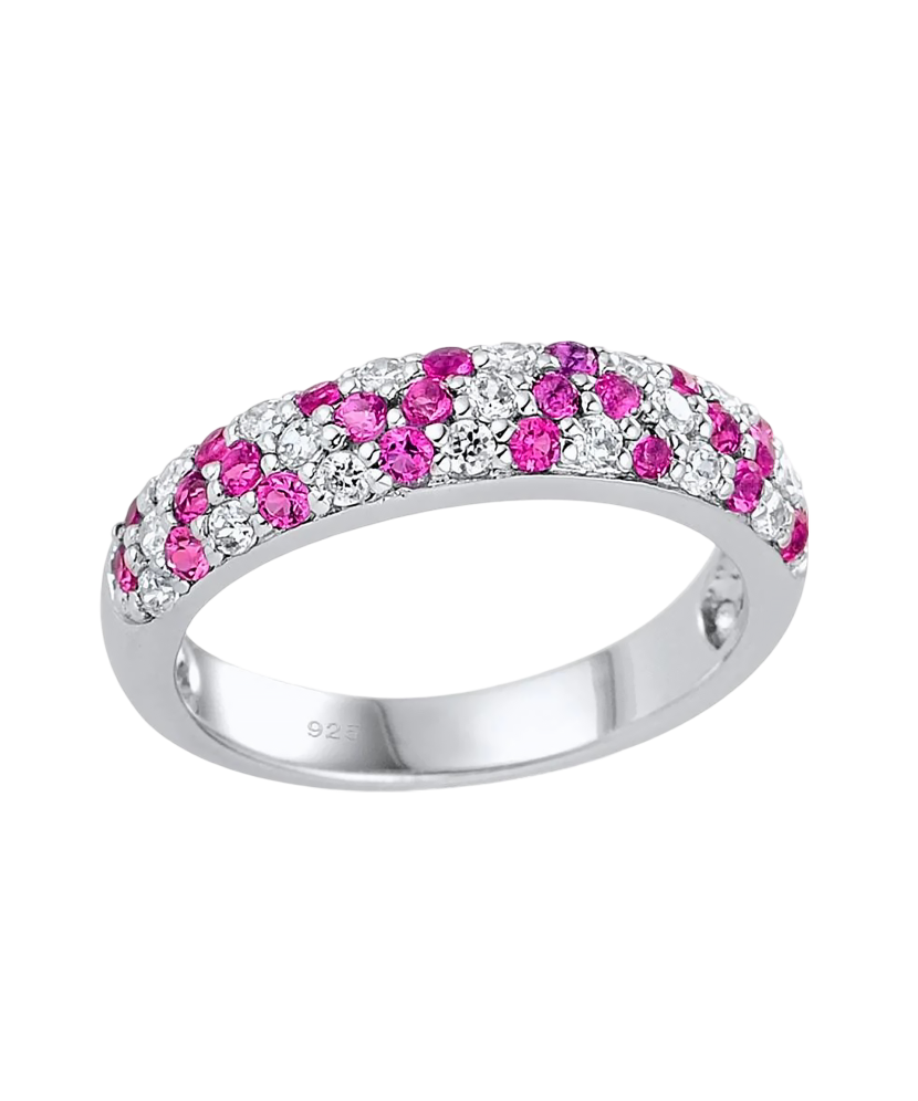 Sudraba gredzens ar cirkoniem un nano rubīnu