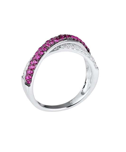 Sudraba gredzens ar cirkoniem un nano rubīnu