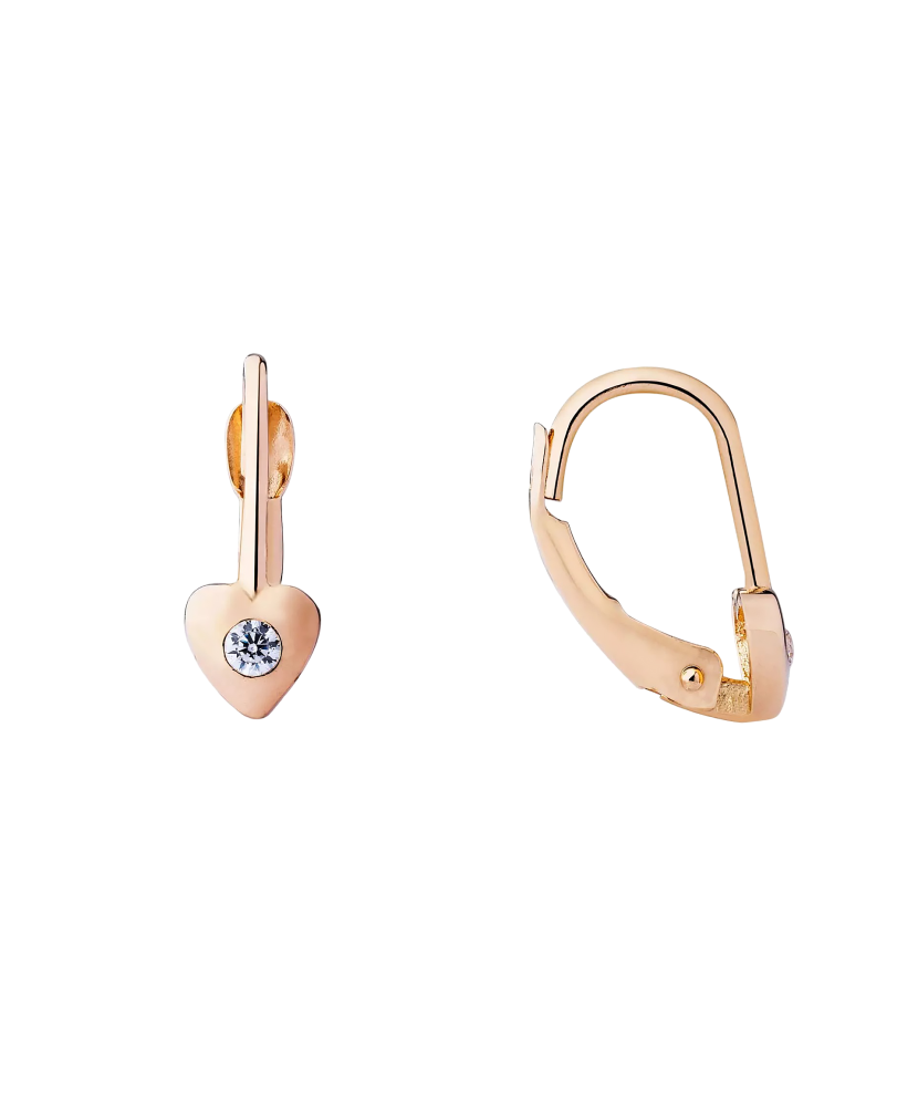 Zelta auskari ar cirkonijiem "sirdis" - Goldinga