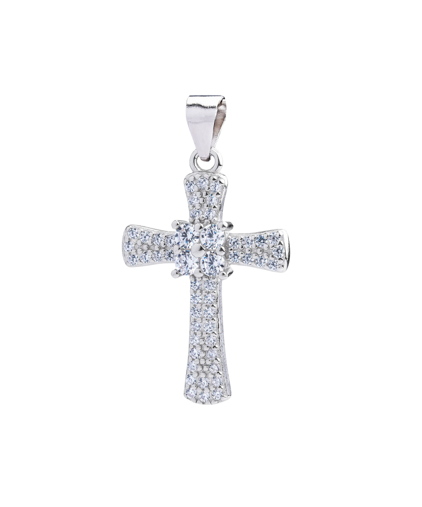 Sudraba piekariņš ar cirkonijiem "Krustiņš"