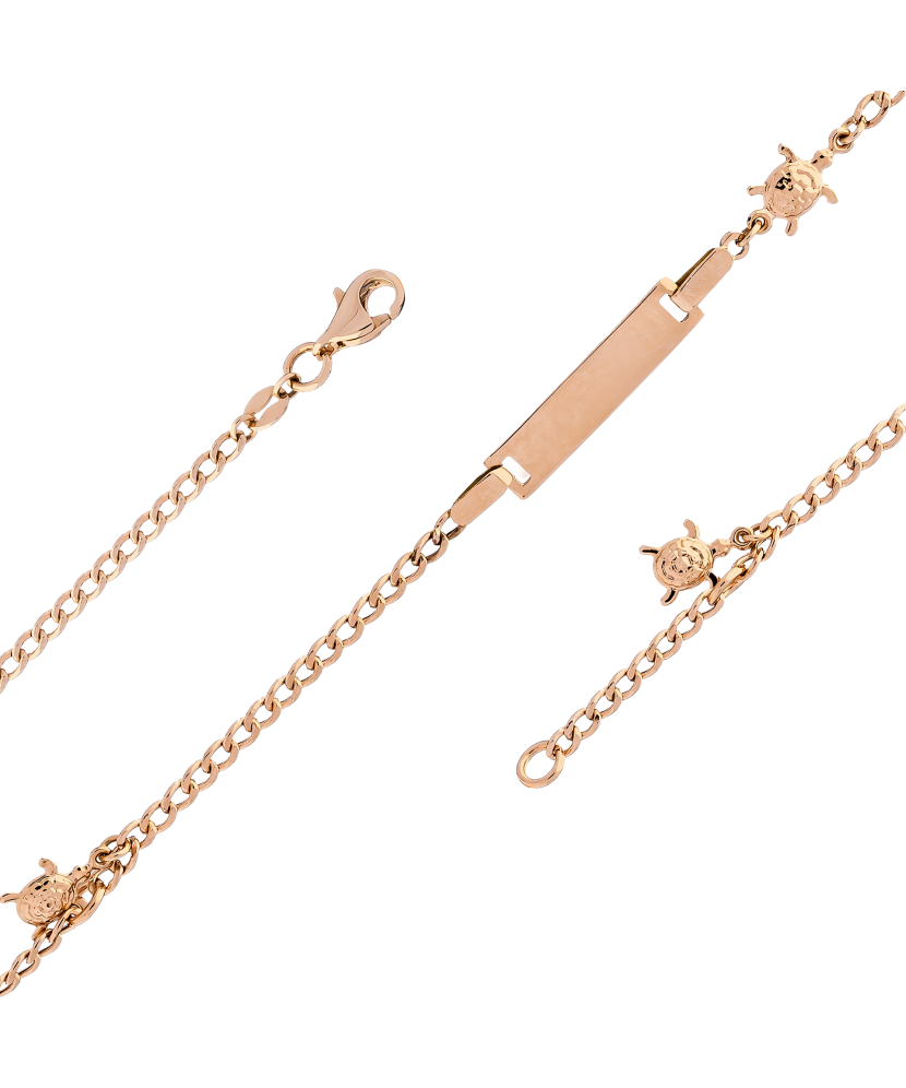 Zelta bērnu rokassprādze ar plāksnīti "Bruņurupucis" - Goldinga