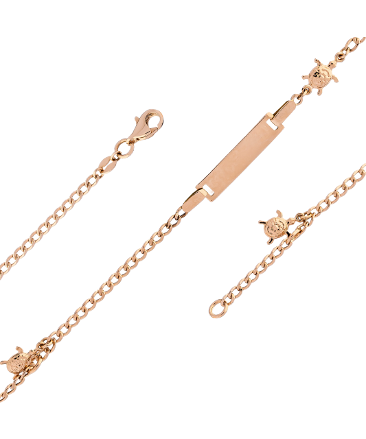 Zelta bērnu rokassprādze ar plāksnīti "Bruņurupucis" - Goldinga