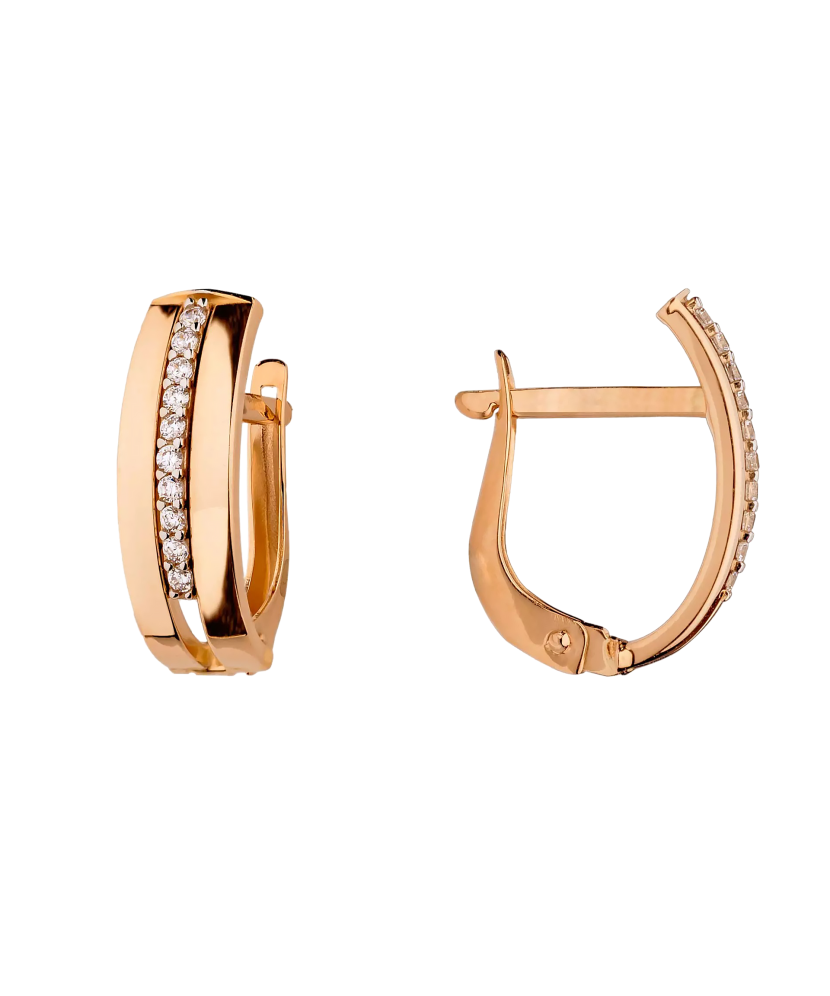 Золотые серьги с цирконами