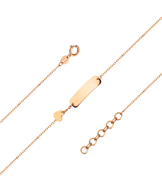 Детский золотой браслет с тарелкой "Сердце"