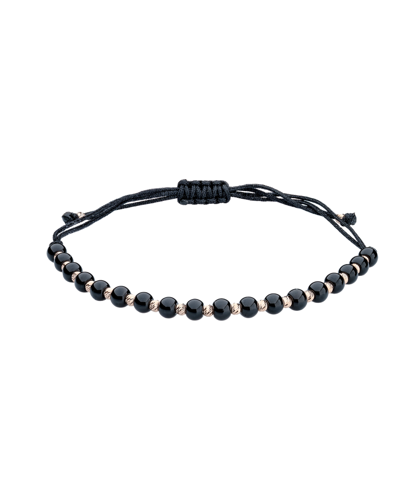 Melno Diegu Rokassrpādze Ar Zeltu Un oniksiem - Goldinga