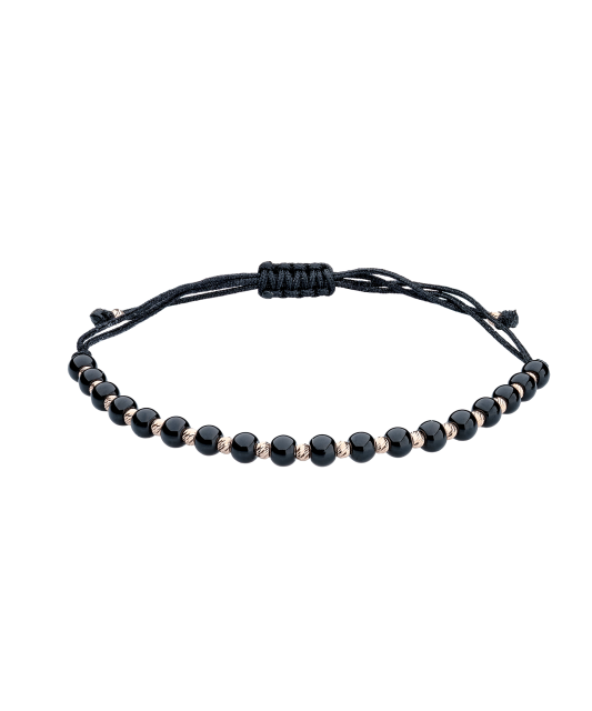 Melno Diegu Rokassrpādze Ar Zeltu Un oniksiem - Goldinga