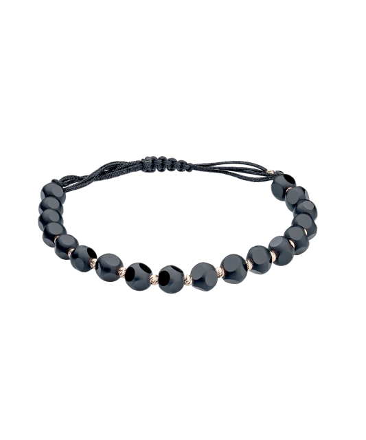 Melno Diegu Rokassrpādze Ar Zeltu Un oniksiem