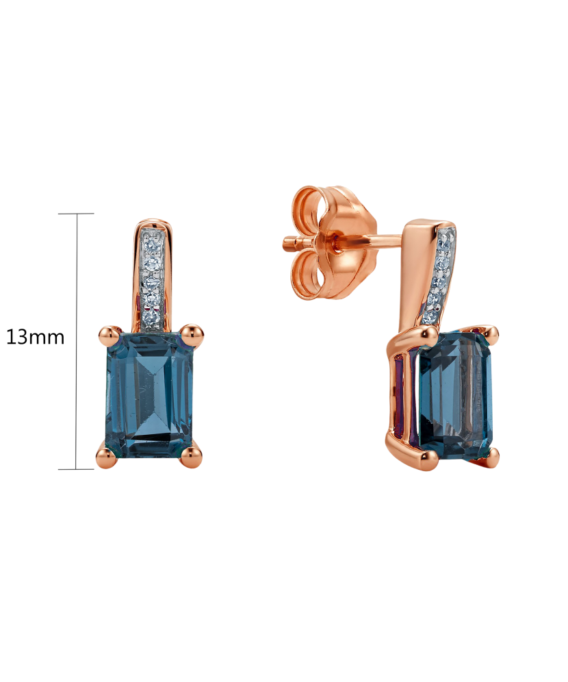 Zelta auskari ar Londonas topāzu un briljantiem - Goldinga