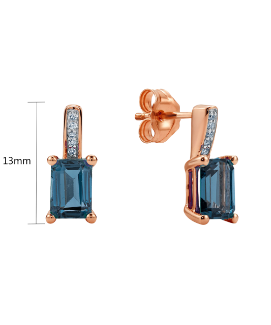 Zelta auskari ar Londonas topāzu un briljantiem - Goldinga