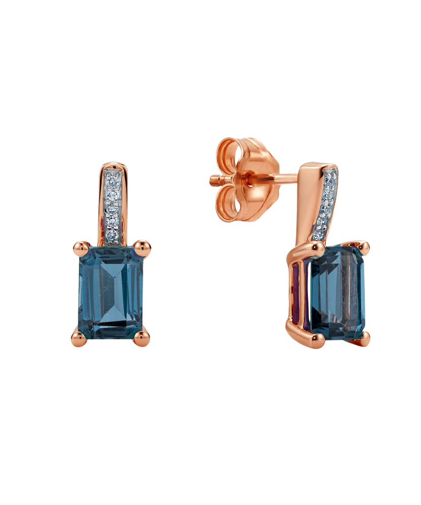 Zelta auskari ar Londonas topāzu un briljantiem - Goldinga