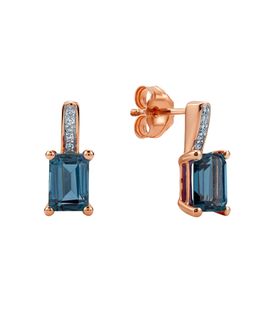 Zelta auskari ar Londonas topāzu un briljantiem - Goldinga