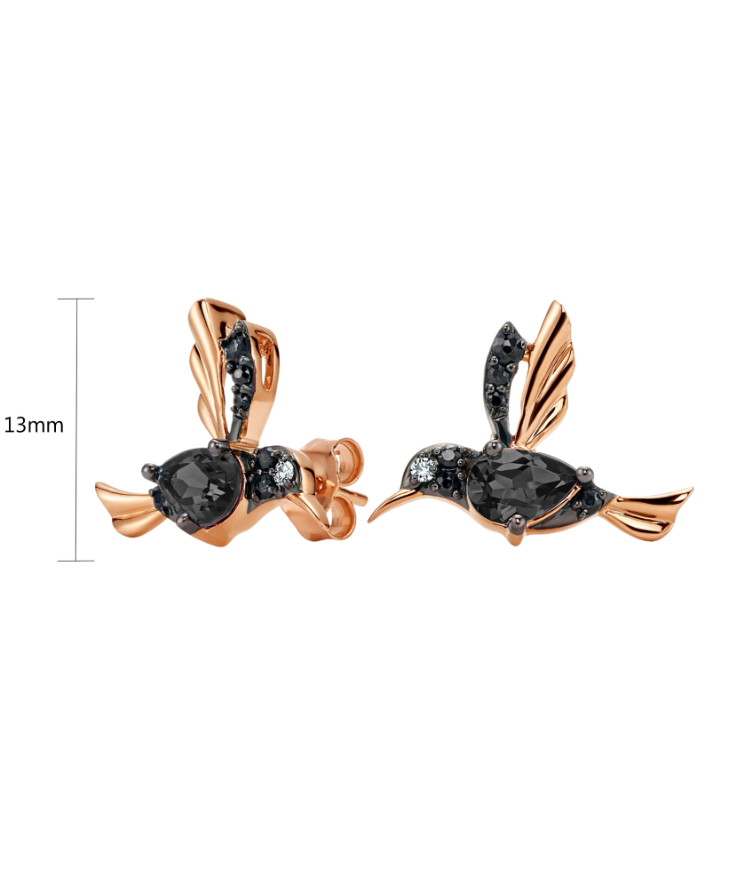 Zelta auskari ar oniksiem un melnajiem dimantiem - Goldinga