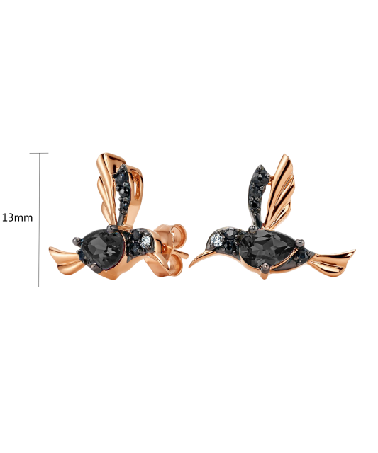 Zelta auskari ar oniksiem un melnajiem dimantiem - Goldinga