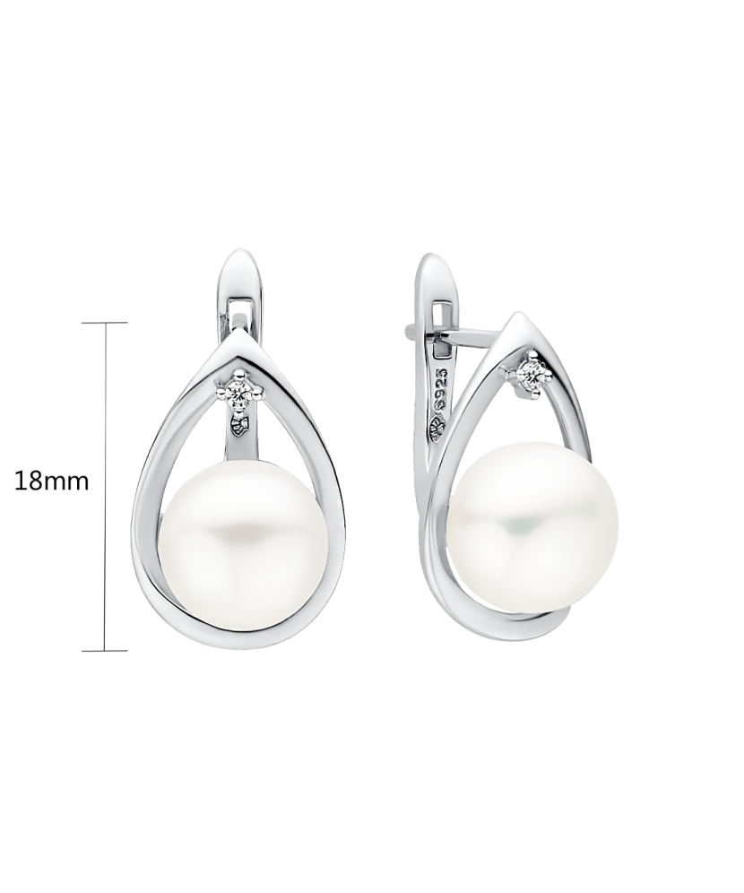 Sudraba auskari ar pērlēm un cirkonijiem - Goldinga