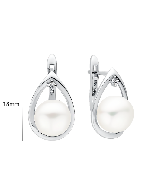 Sudraba auskari ar pērlēm un cirkonijiem - Goldinga