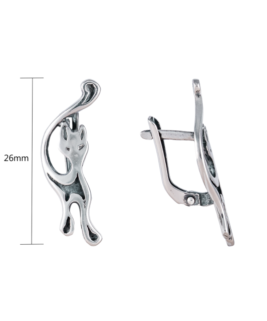 Серебряные серьги "Кот"