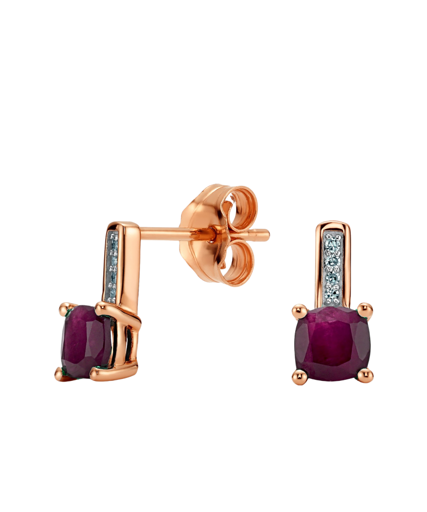 Zelta auskari ar rubīniem un briljantiem - Goldinga