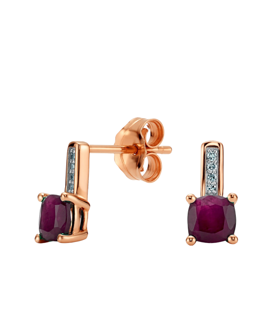 Zelta auskari ar rubīniem un briljantiem - Goldinga