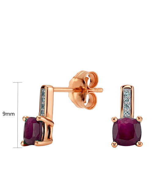 Zelta auskari ar rubīniem un briljantiem - Goldinga